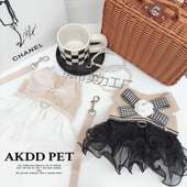 206新款 公猫2咪狗狗防挣脱背FJB带胸牵引绳公主裙衣服主风宠物