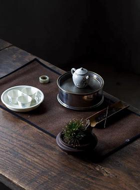 室茶话中式禅意草宜编茶席复古茶垫垫手盘工茶cbcx艺茶桌旗茶道配