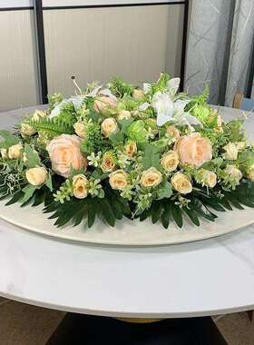 酒店餐12972桌摆花圆桌面装饰设花仿真花假绢花花饭店餐厅桌转盘