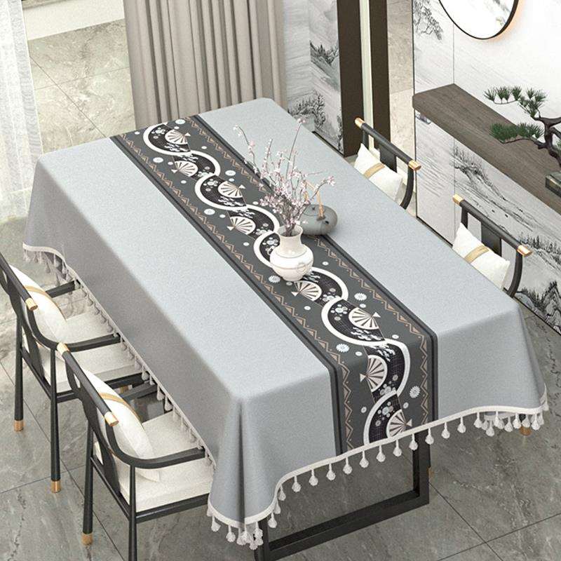 1T新F767M9M7X中式桌布7棉麻防免水防油国风长方形纯色防烫洗茶几