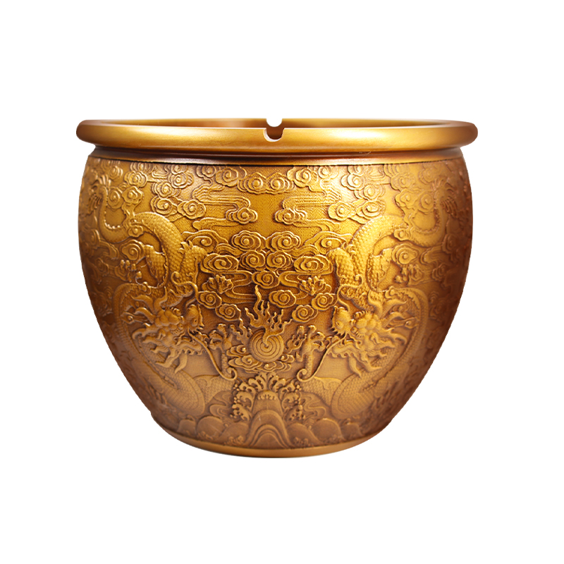 黄酮浮雕烟灰缸创意个性潮流家用客厅办公室烟缸奢华摆件