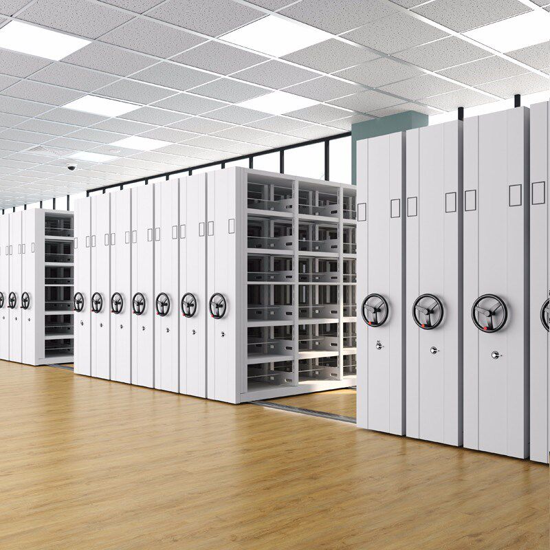 中伟手摇式密集架大容量档案文件柜资料柜钢制轨道密集柜