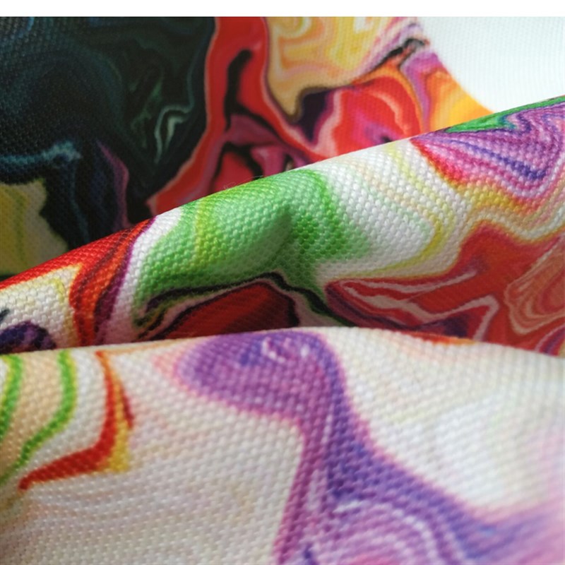 帆布10安大白中等厚度硬度化纤面料数码印花定制加工布料