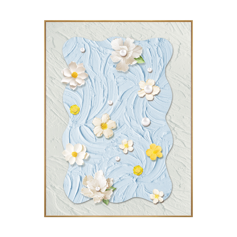 小清新花卉餐厅装饰画抽象餐桌背景墙壁画奶油风卧室床头挂画摆画