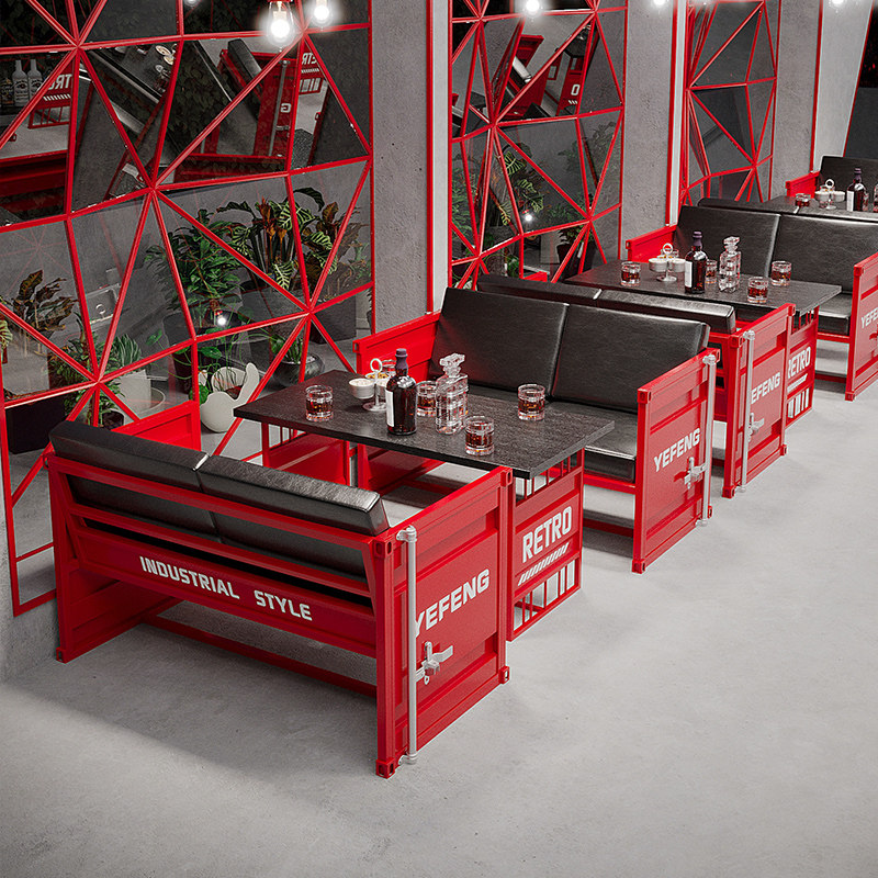 工业风酒吧桌椅吧烧烤店西咖啡厅商用铁艺餐椅卡座沙发,商业/办公家具,卡座,淘宝优惠券,粉丝福利购,淘宝优惠卷