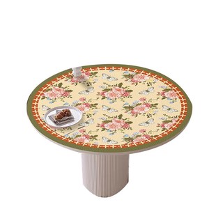 圆形皮革pvc桌垫茶几垫希娜一擦即净圆桌垫子家用玄关卧室餐桌布