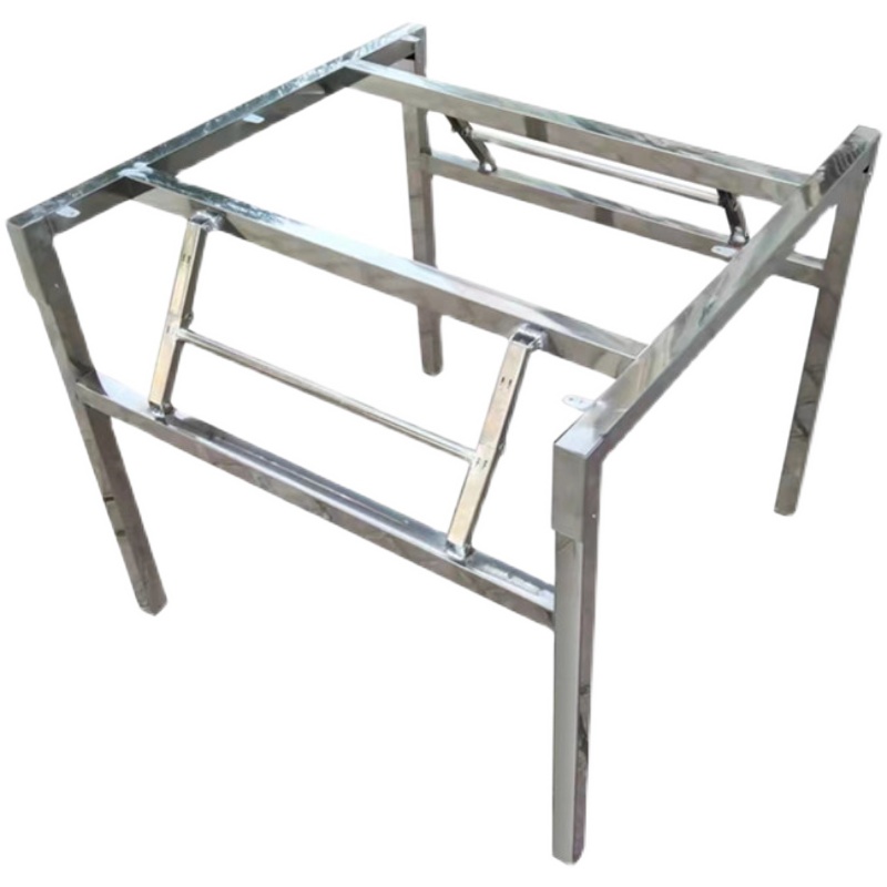 折叠桌腿不锈钢支架酒店圆桌方桌桌脚便携式餐桌脚活动桌架调节