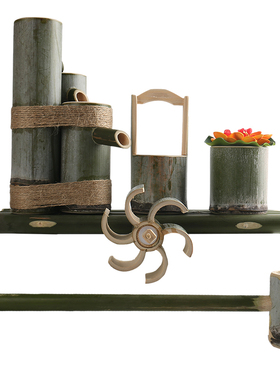 竹子流水鱼缸石槽摆件招财流水摆件水景装饰业礼品