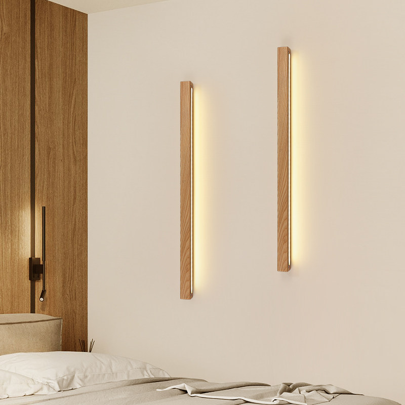 极简实木壁灯免布线免安装充电式LED露营灯卧室床头背景墙长条灯