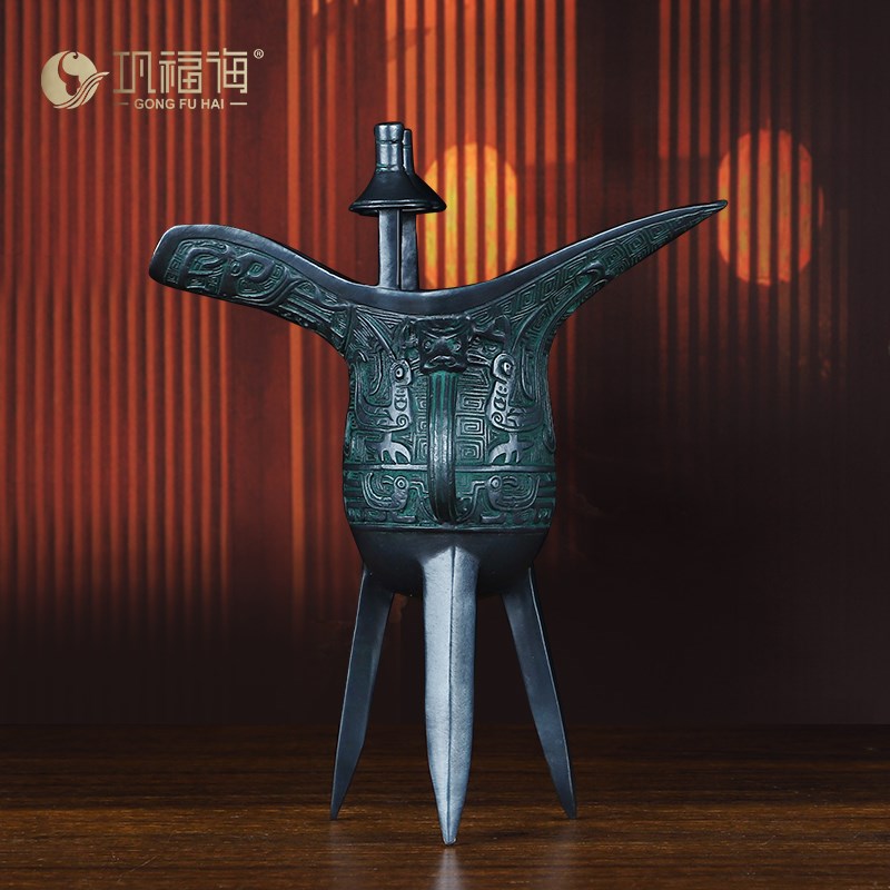 巩福海铜爵杯酒樽摆件工艺品仿古青铜器龙爵杯凤爵杯装饰摆件礼品