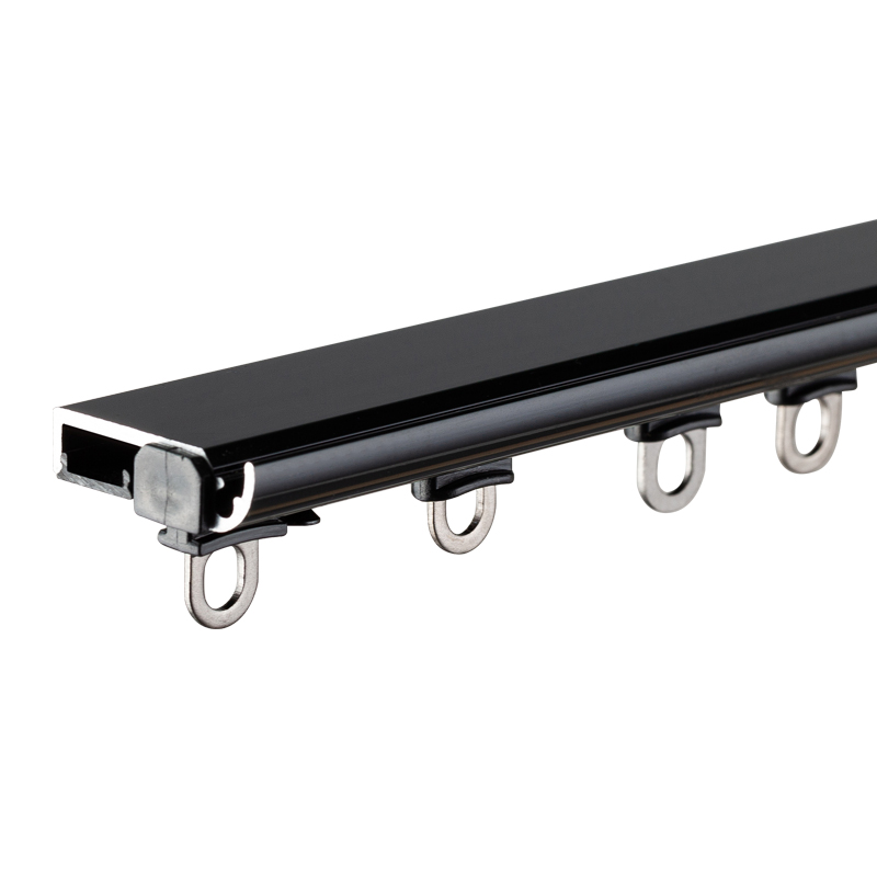 恒辉超薄窗帘轨道单轨静音内开窗飘窗直轨弯轨隐形滑轨免打孔顶装