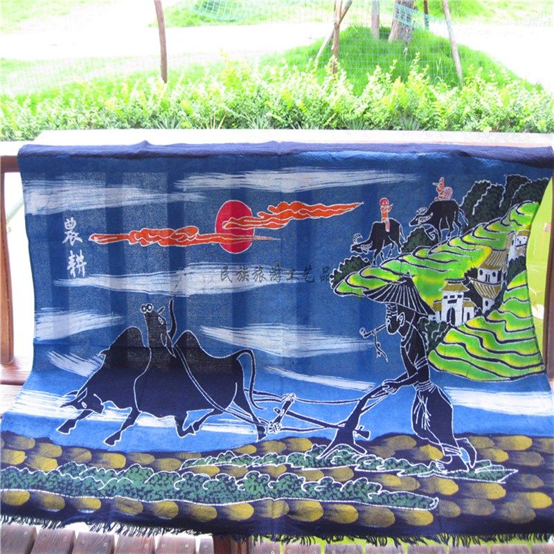 苗族特色蜡染横壁挂画贵州少数民族装饰画民族风工艺品布艺墙画