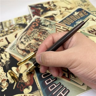 cm实木in风金属长杆无笔夹式檀木花梨木书写绘画F钢尖钢笔