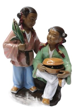 石湾公仔陶瓷和合童子手工客厅房间店铺业入伙金童运财童子