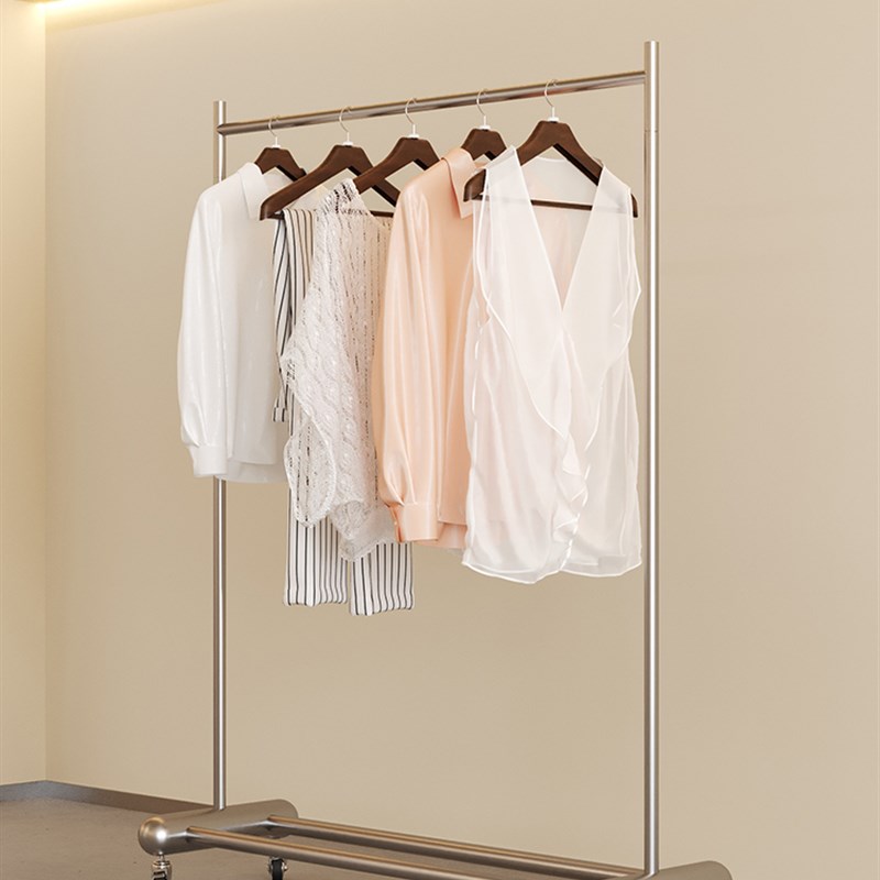 晾衣架锈钢单杆落地阳台家用支架室内卧室晒衣架多功能衣架