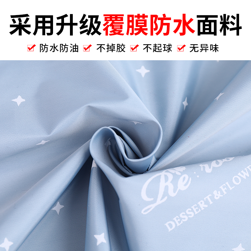 时尚连帽防水罩衣女秋冬季加绒保暖长袖纽扣围裙男上班加厚工作服