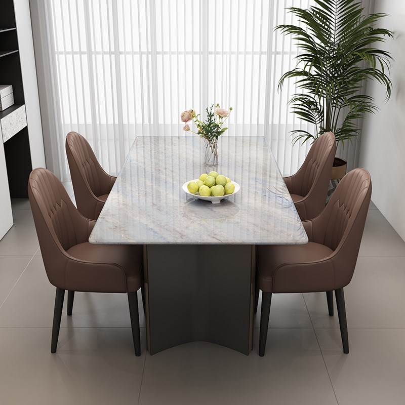 大理石餐桌家用奶油风现代简约超晶石餐桌椅组合2025新款餐厅饭桌