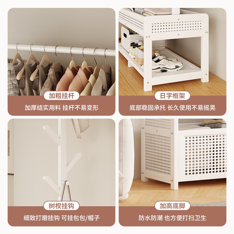 卧室挂衣架简易衣帽架一件起批落地式多功能家用脏衣篮衣物收纳筐