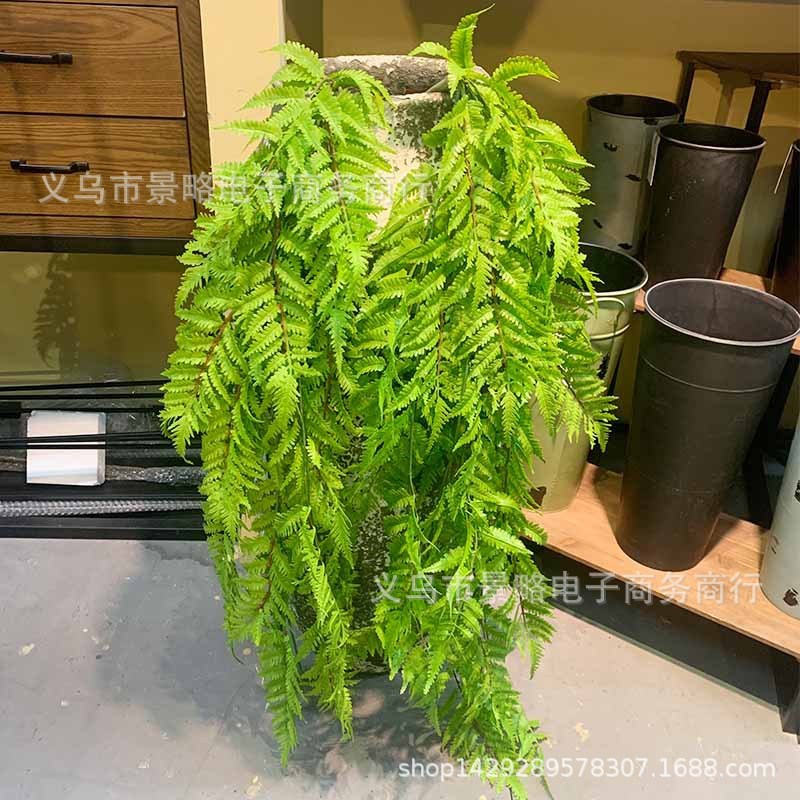 新品仿真大叶波斯草壁挂羊齿蕨藤条植物墙配材橱窗装饰波斯草吊藤