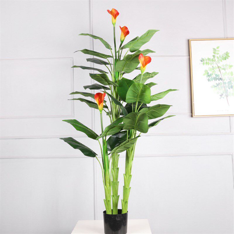 北欧大型仿真绿植马蹄莲 仿真树盆栽酒店餐厅 摆件马蹄莲植物装饰
