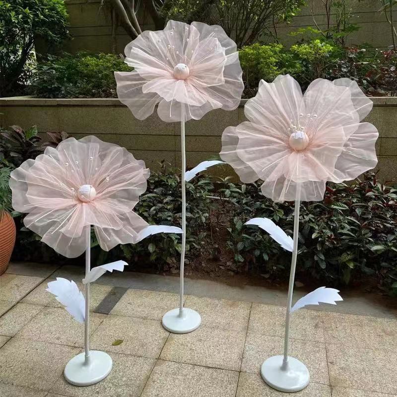 婚庆创意花 手工纸花丝网花 橱窗装饰道具纱花场景布置婚礼路引花