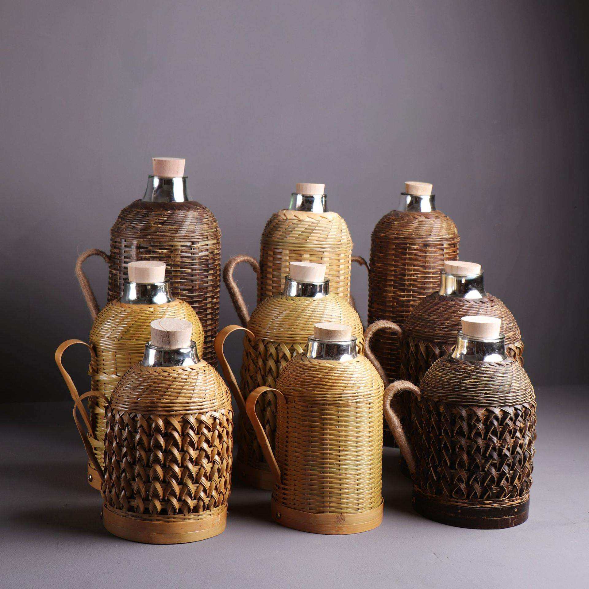 竹制品 天然竹编怀旧热水壶壳 热水瓶外壳 竹编竹工艺品 热水瓶壳