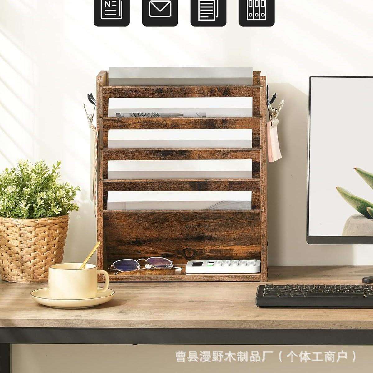 墙上木质置物架多层信件邮件储物箱钥匙挂架书房整理架实木收纳架