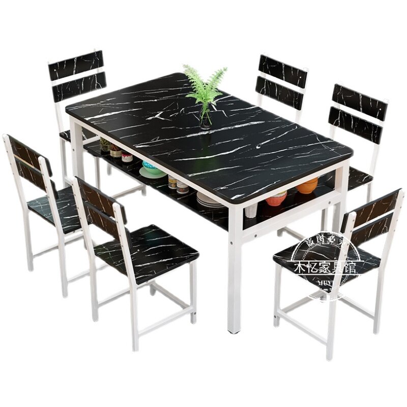 双层餐桌椅组合长方形小户型桌子家用简约现代4人6人经济饭桌储物