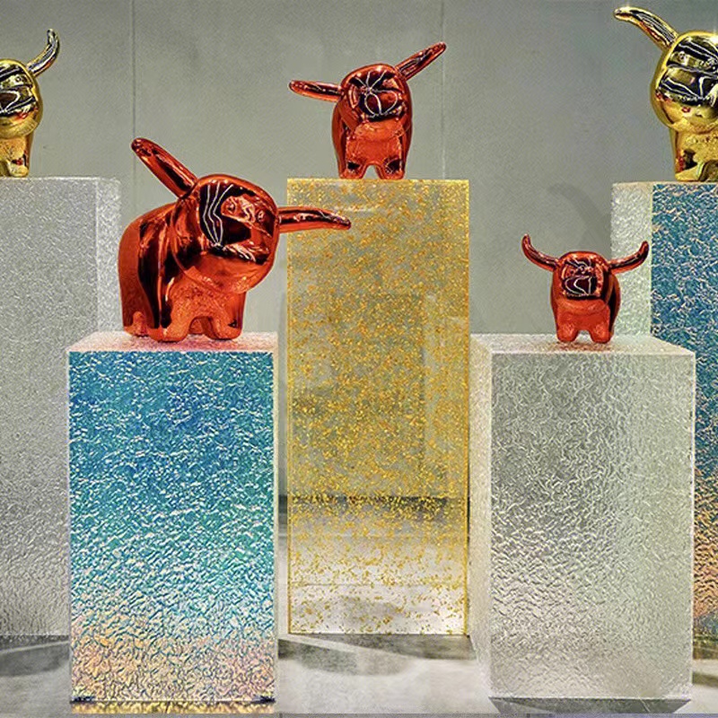 石头纹压克力底座展示台橱窗陈列台置物摆台装饰品流水台模特地台