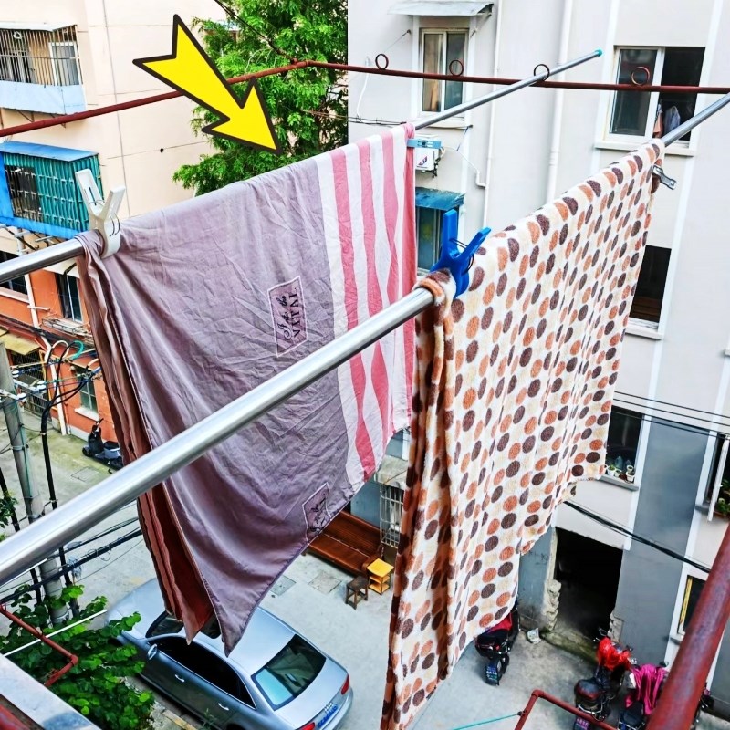 沛晴 龙门架晒衣架不锈钢管伸出长杆阳台晾衣架加长伸缩晒衣杆厚