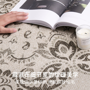 地毯客厅圆形法式卧室床边毯房间免打理沙发茶几毯冬天大面积地垫