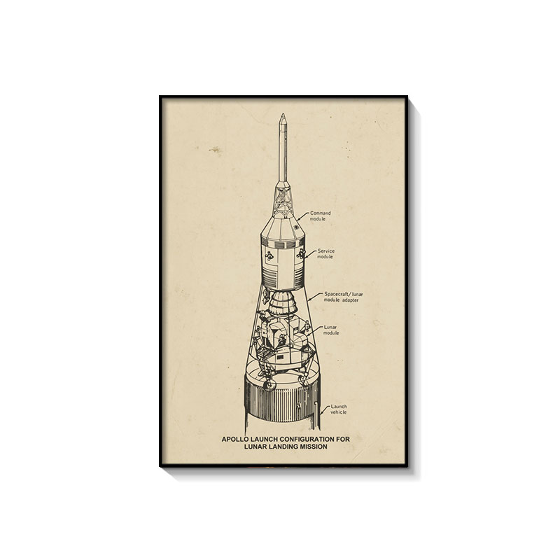 飞机挂画航空公司办公室装饰画机械结构设计图工业风咖啡厅墙面画