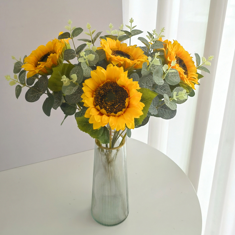向日葵假花仿真花摆设客厅餐桌花艺摆件家居装饰塑料花束绢花盆栽