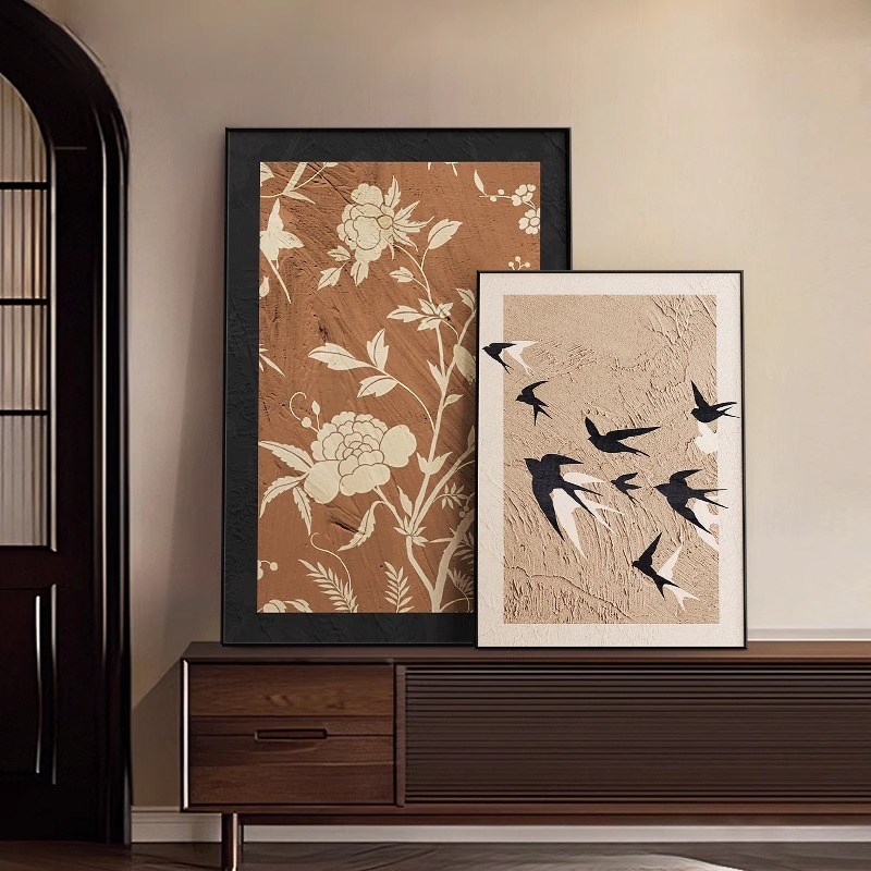 中古客厅装饰画桌面摆台画法式玄关过道壁画复古卧室沙发墙面挂画图片