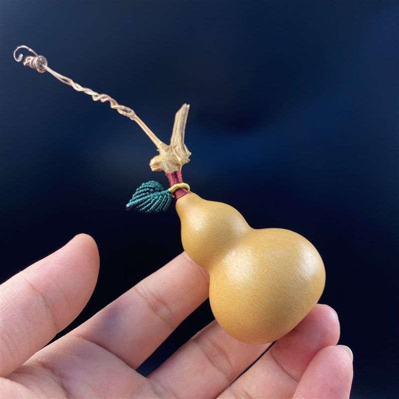 胖墩小葫芦文玩女孩胖梨形编制摆挂件手把件绕指柔葫芦小美带叶子