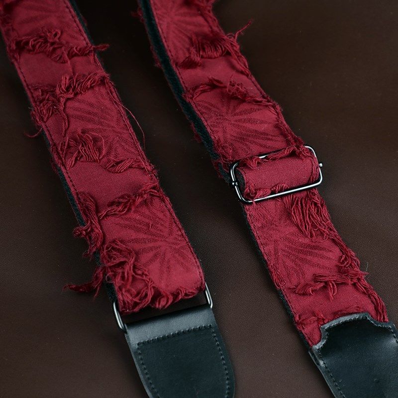 暗红补丁流苏电吉他背带贝斯肩带民谣木吉他通用背带加厚斜挎琴带