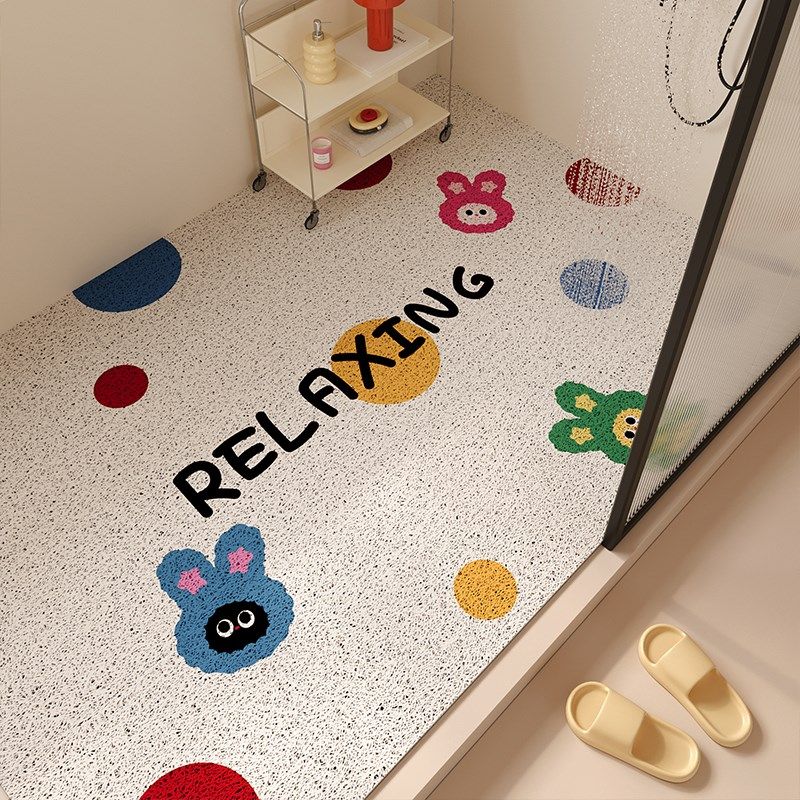 oou波点小兔浴室丝圈地垫防滑洗手间房洗澡垫,居家布艺,家用脚垫,淘宝优惠券,粉丝福利购,淘宝优惠卷