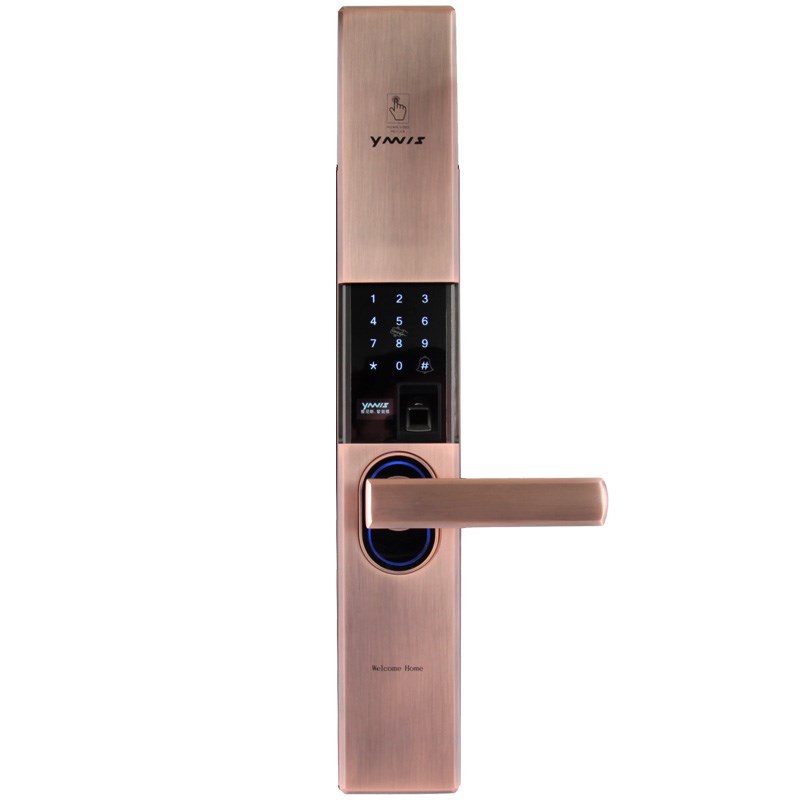 雅尼斯821款自动下滑滑盖智能锁刷卡密码指纹锁 家用