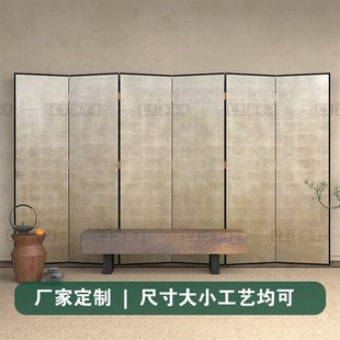定制现代空白银箔屏风客厅办公沙发卧室隔断手绘背景墙