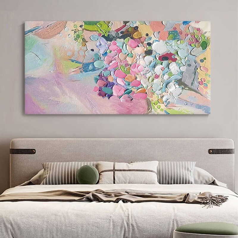 沙发背景墙纯手绘装饰画玄关彩色肌理油画抽象壁画客厅奶油风挂画图片
