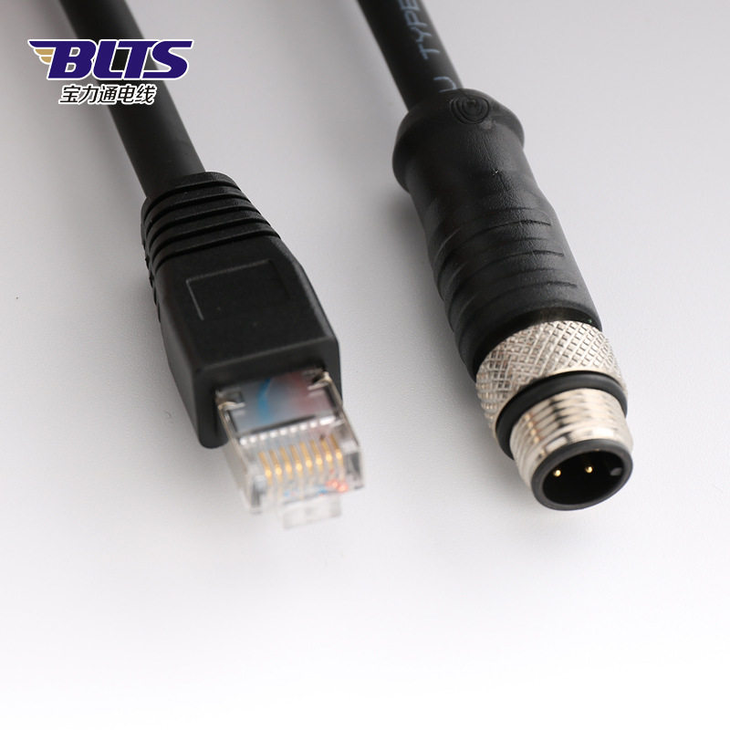 5米工业相机网线RJ45转M12机器视觉智能相机以太网线耐弯折拖链线