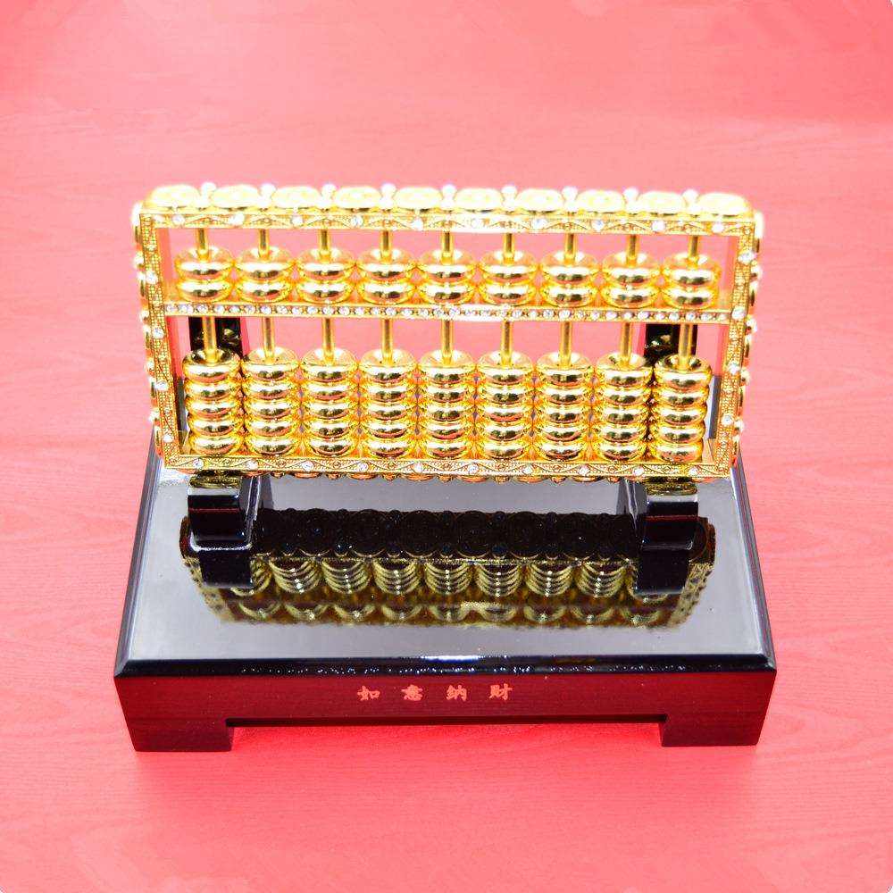 镶钻如意算盘 合金材质家居工艺品 摆件珠算算盘风水摆件 带底座
