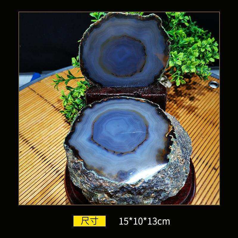 对切玛瑙石头 聚宝盆原石摆件 居家装饰
