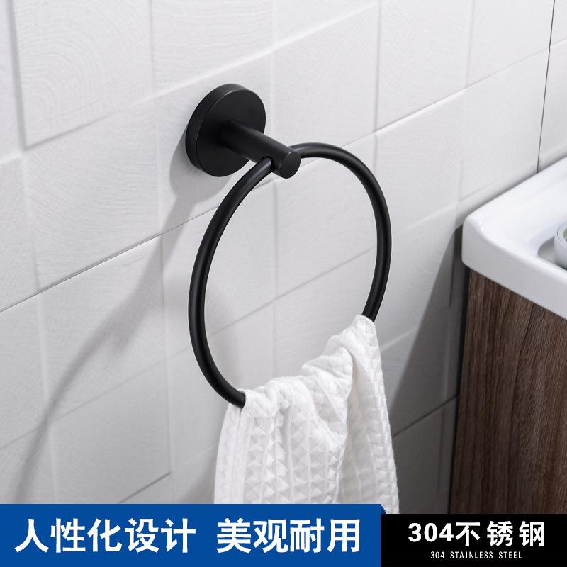出口欧美 个性全黑毛巾环浴室挂件圆环毛巾环毛巾挂欧式挂件