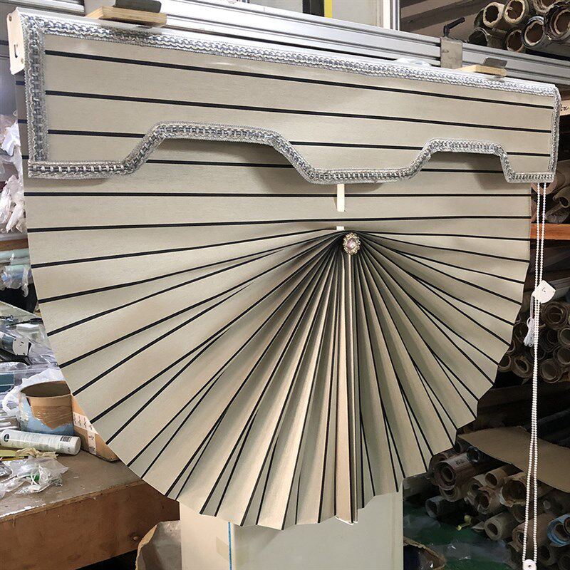 米色窗帘遮光防水爱琴帘加厚面料卫生间书房阳台隔断遮阳扇形卷帘