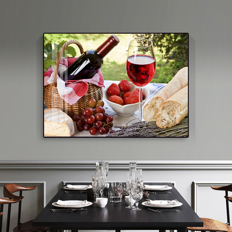 餐厅装饰画现代简约饭厅墙面装饰壁画客厅挂画水果画创意酒杯墙画图片