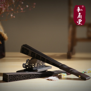和扇堂雕乌木折扇送老外中礼品扇子檀香扇工艺扇