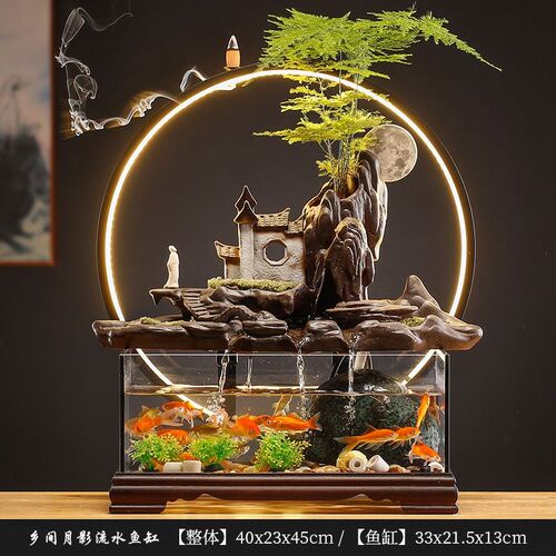 招财假山流水喷泉创意鱼缸生财循环水办公室乔迁业礼品