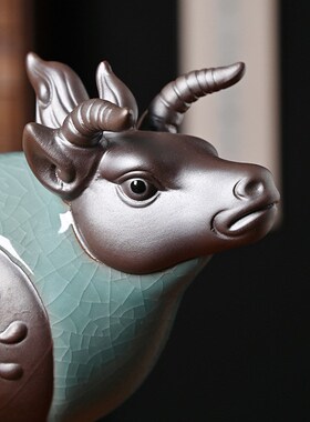 陶瓷牛一对招财牛气冲天客厅玄关博古架装饰品生肖牛摆设