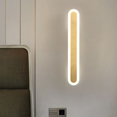 充电壁灯免布线充电款后现代别墅客厅长条电视背景墙新云石灯